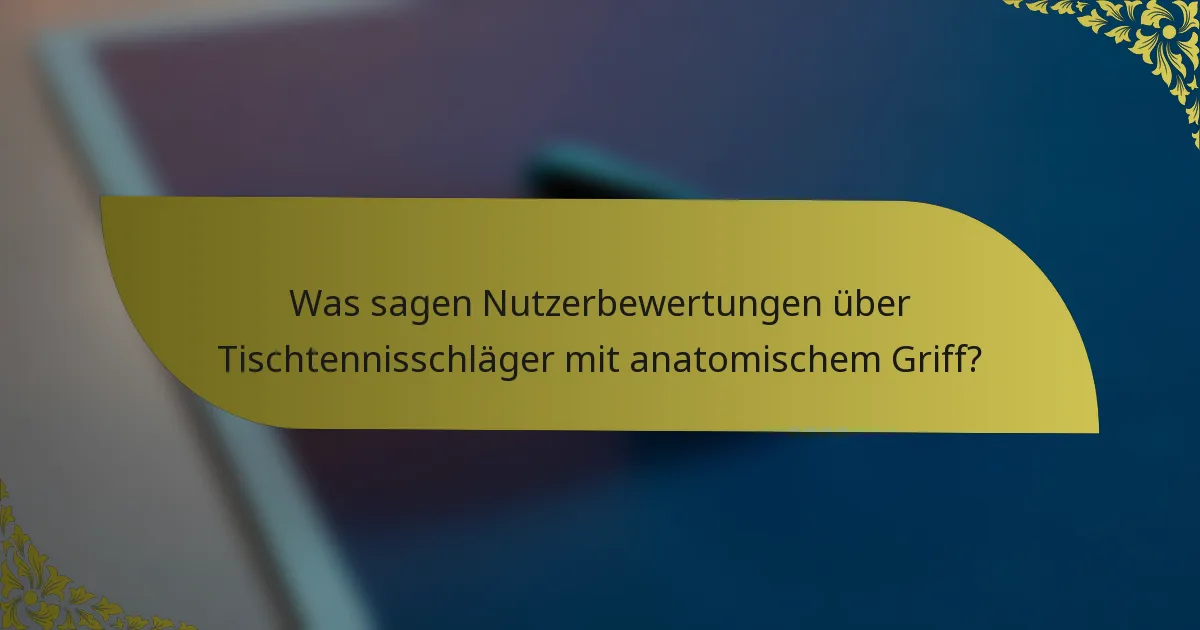 Was sagen Nutzerbewertungen über Tischtennisschläger mit anatomischem Griff?