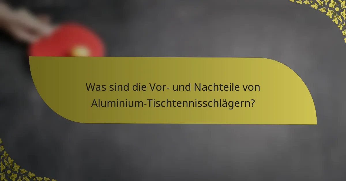 Was sind die Vor- und Nachteile von Aluminium-Tischtennisschlägern?