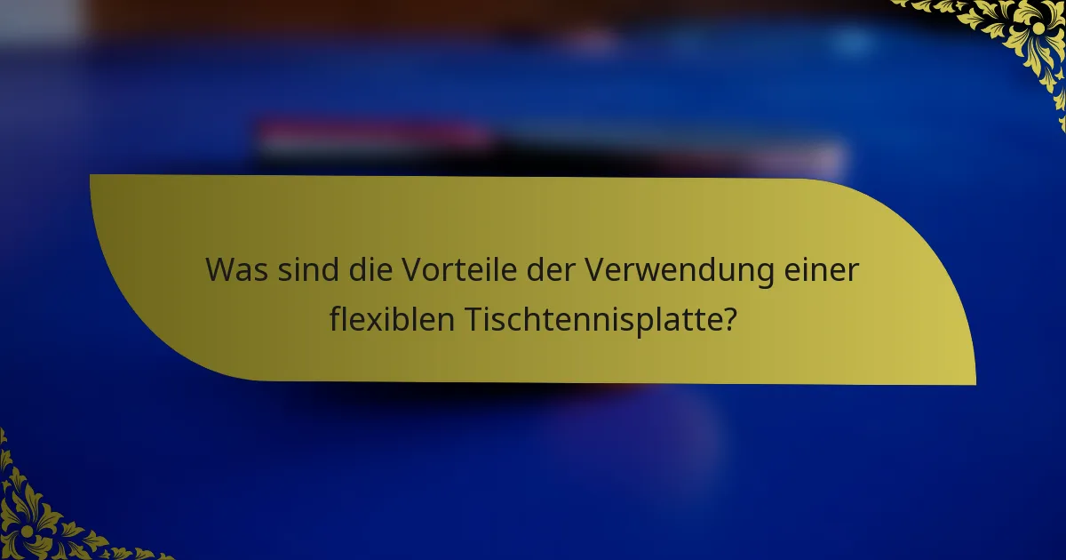 Was sind die Vorteile der Verwendung einer flexiblen Tischtennisplatte?