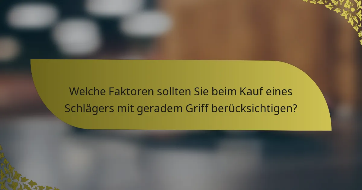 Welche Faktoren sollten Sie beim Kauf eines Schlägers mit geradem Griff berücksichtigen?