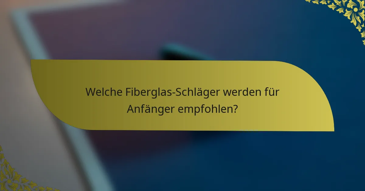 Welche Fiberglas-Schläger werden für Anfänger empfohlen?