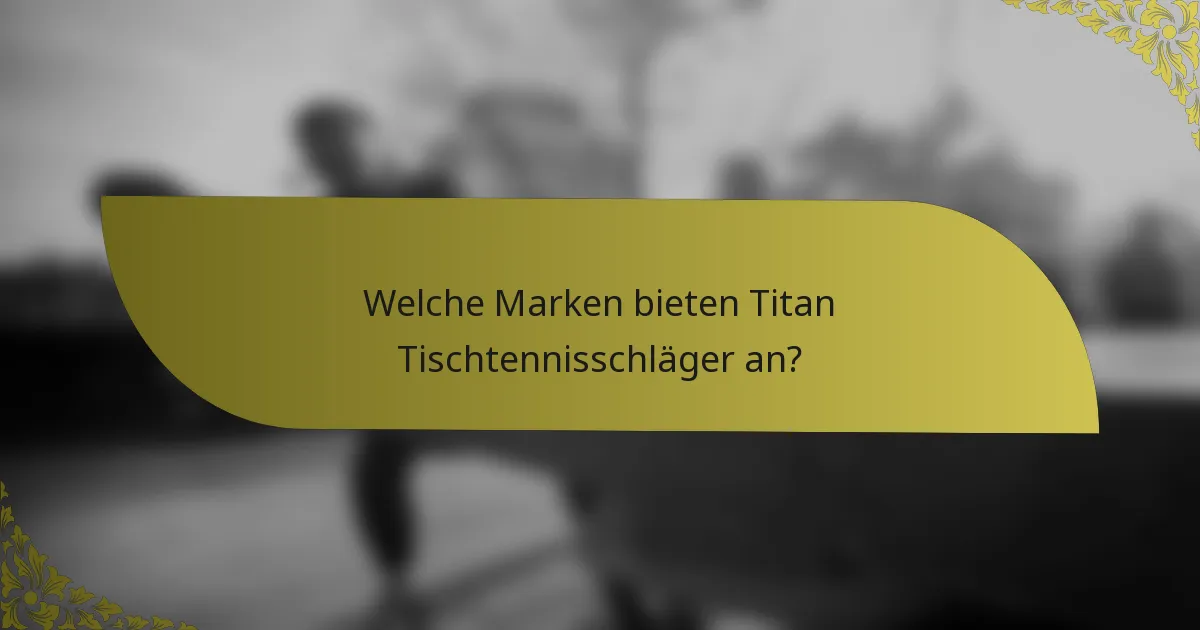 Welche Marken bieten Titan Tischtennisschläger an?