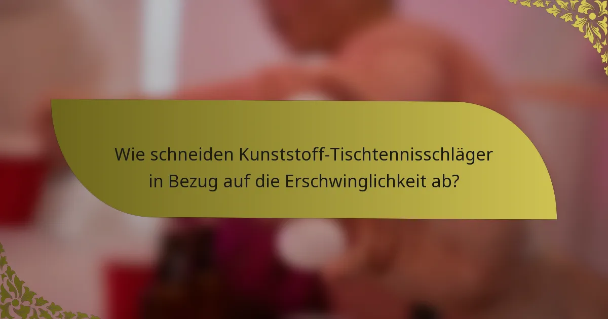 Wie schneiden Kunststoff-Tischtennisschläger in Bezug auf die Erschwinglichkeit ab?